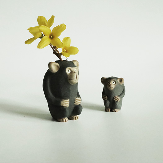 チンパンジー兄弟花器（小・ミニ）